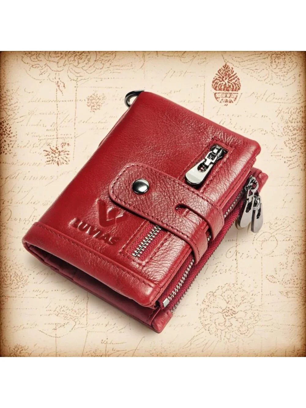 Genuine Leather Anti-Theft Wallet for Men with RFID, Chain, ID Window & Coin